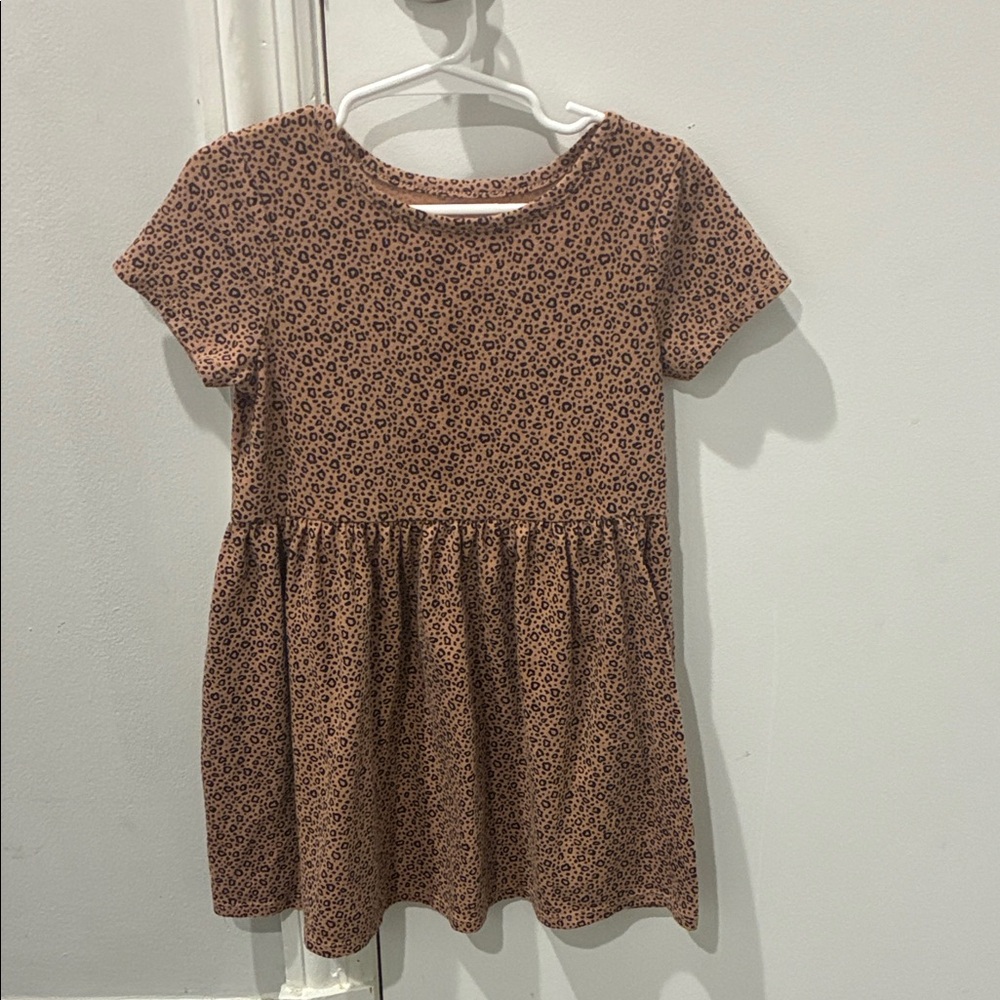 Cat & Jack Girls Brown Floral Short Sleeve Dress Size 5